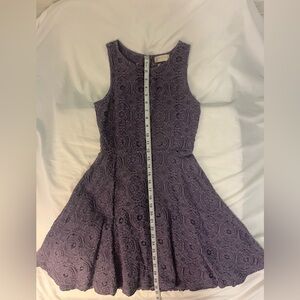 Plum dress.
Entire skirt is lined. 
Back shoulder to waist is lace